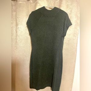 Dark grey stretchy sweater dress with shoulder rhinestones M